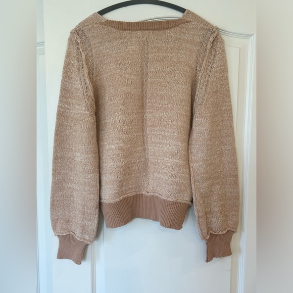 NWT Hem & Thread Women’s V-Neck Knit Sweater Bubble Sleeve - Picture 5 of 9